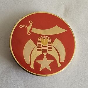 Shriners enamel pin lapel red gold tone  masonic freemason shrine lodge jewelry